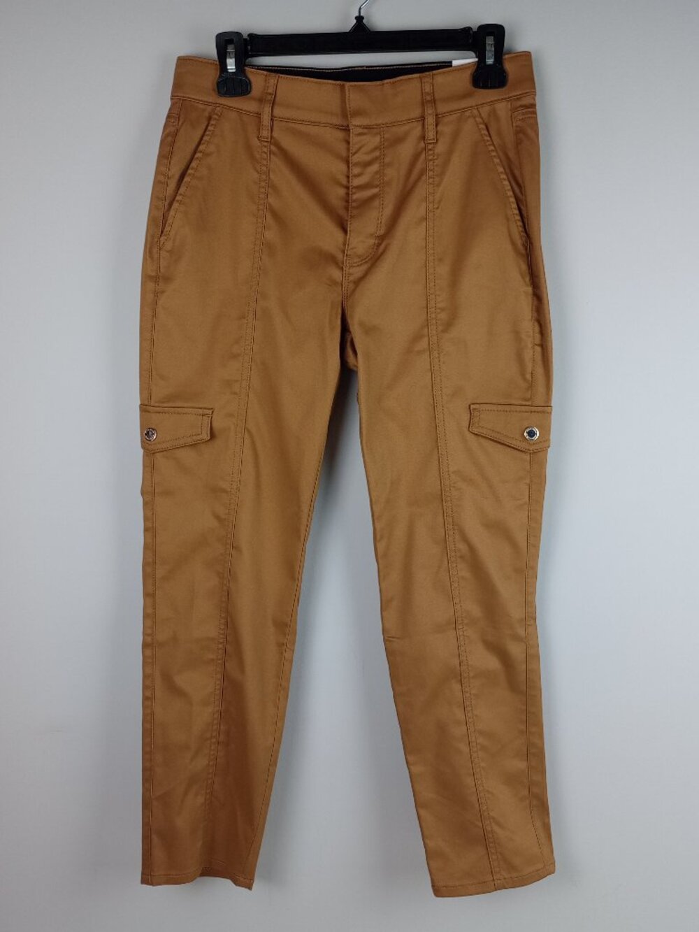 NWT White House Black Market Women 10 Tan High Rise Crop Cargo Pocket Slack Pant